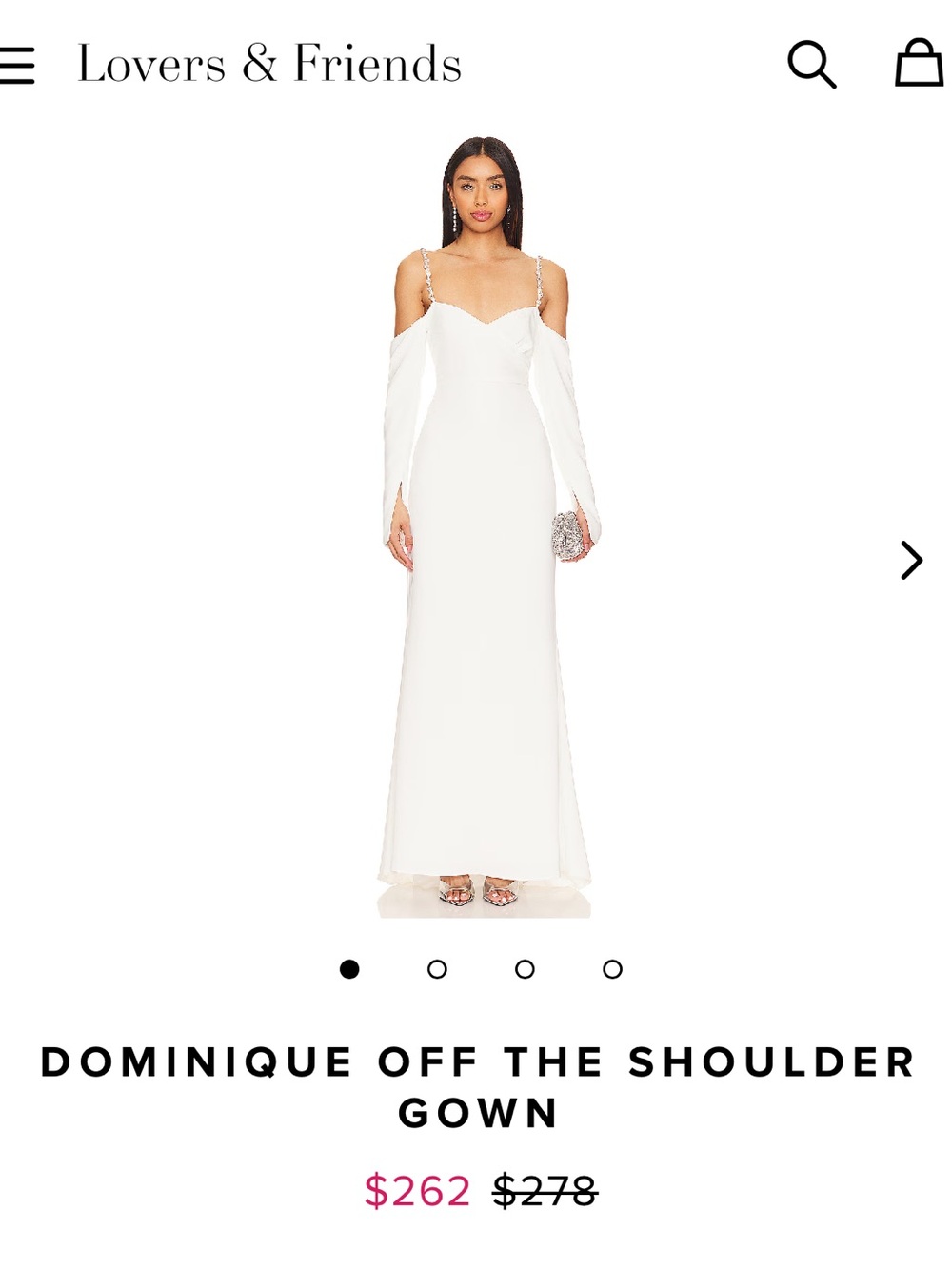 Lovers + Friends Dominique Off-The-Shoulder White Gown